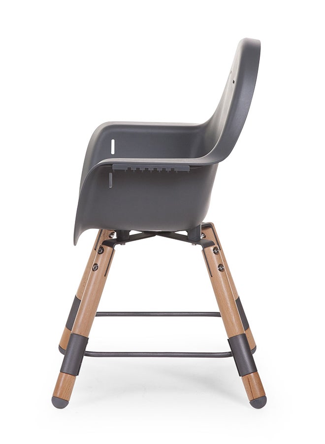 Evolu One 80° High Chair, 2 In 1 Baby High Chair With 180° Swivel, Portable High Chair, Adjustable Height Baby High Chair, Sleek Modern High Chair With Beechwood Legs, Anthracite