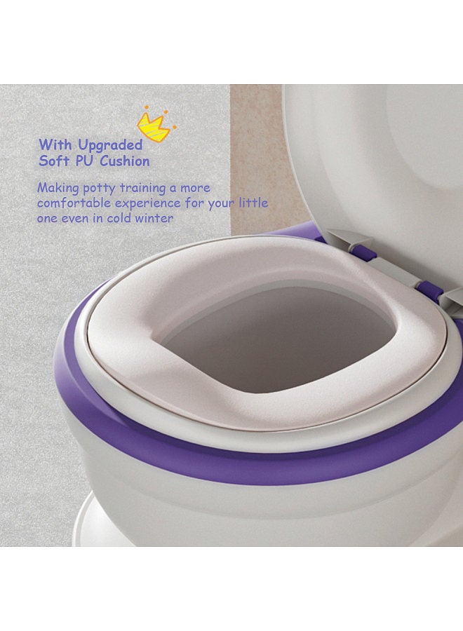 Kids Potty Training Toilet Seat Realistic Potty Training Seat for Toddlers Boys Girls with Soft PU Pad Wipe Storage Music Playing Function