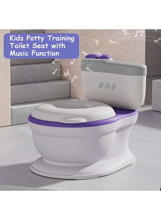 Kids Potty Training Toilet Seat Realistic Potty Training Seat for Toddlers Boys Girls with Soft PU Pad Wipe Storage Music Playing Function