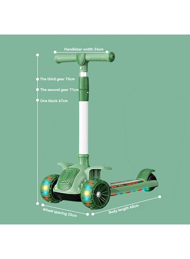 Scooter for Kids,3 Wheel Kid Scooter with Foldable & Height Adjustable Handle for Boy Girl Age 3-14 Year,Lean to Steer,Non-Slip Deck,Scooter for Toddler with LED Light Wheel and Music