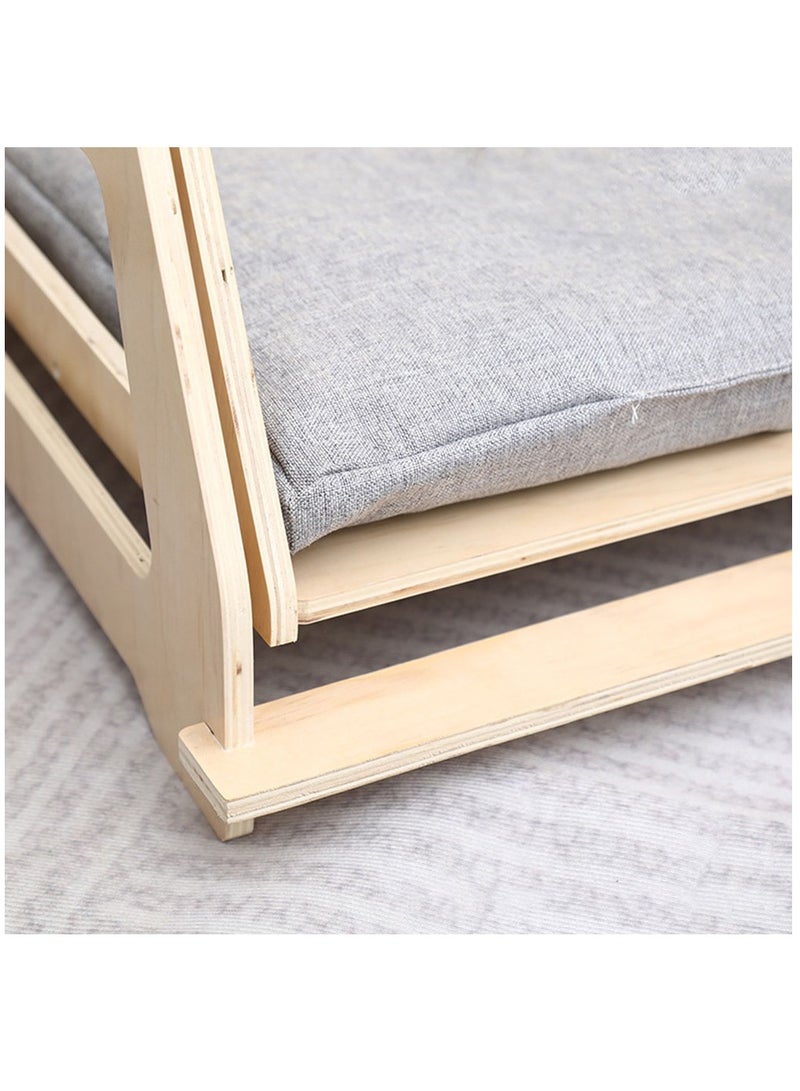 Cat Hammock, Wooden Frame Swing Chair Kitten Raised Bed with Scratcher Cat Hammock Bed Prevent Shaking