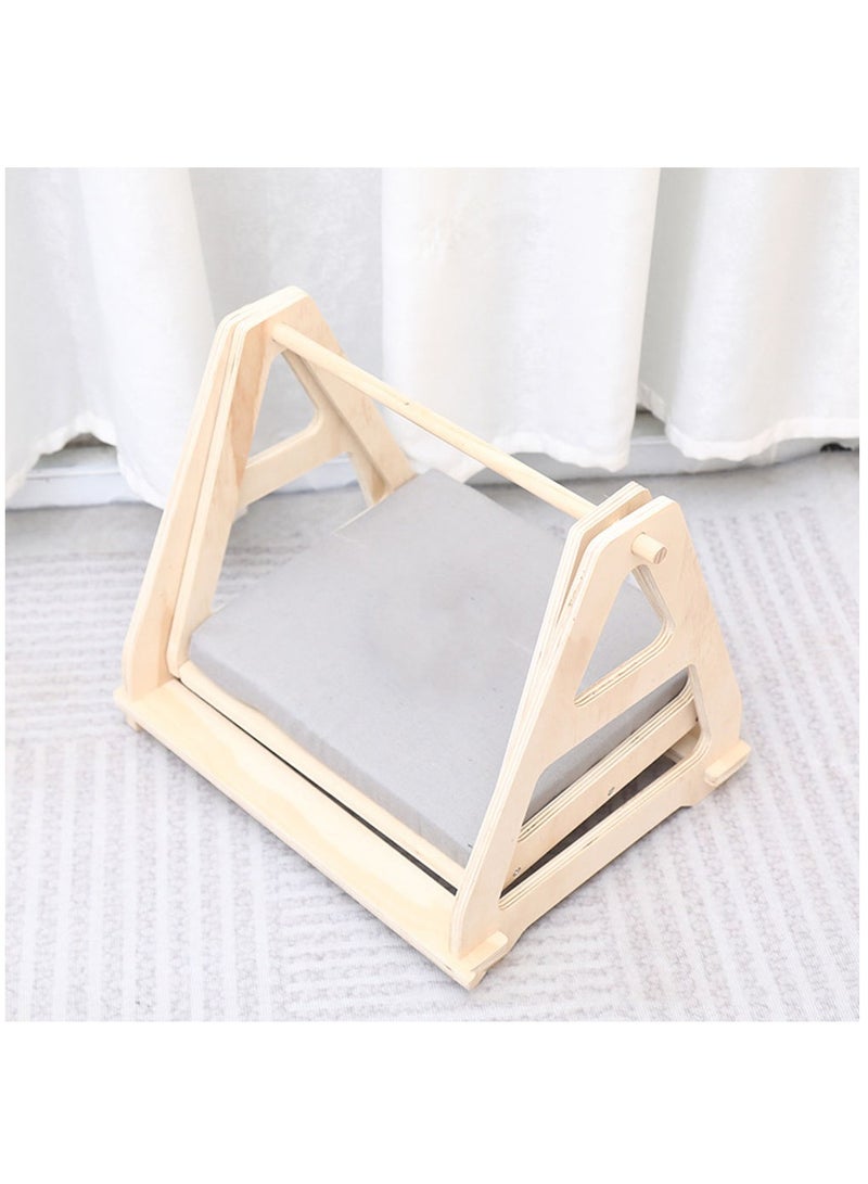 Cat Hammock, Wooden Frame Swing Chair Kitten Raised Bed with Scratcher Cat Hammock Bed Prevent Shaking