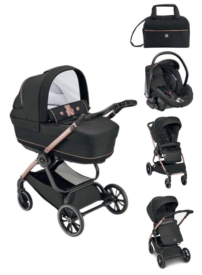 Kit Tessile Mod. Joy - Cam Travel System, Super Compact And Lightweight Baby Travel System, Very Spacious, From 0 To 4 Years Old, 22 Kg, Rocking Function, Made In Italy, Aluminium Frame