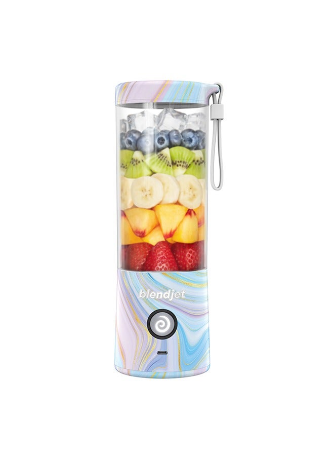 V2 Portable Blender Smoothie Maker, Personal Blender, Fruit Blender, Leak Proof Juicer, BPA-Free 475ml 200W Sports Bottle, USB-C Rechargeable, Ice Crusher with Stainless Steel Blades - Geode Print