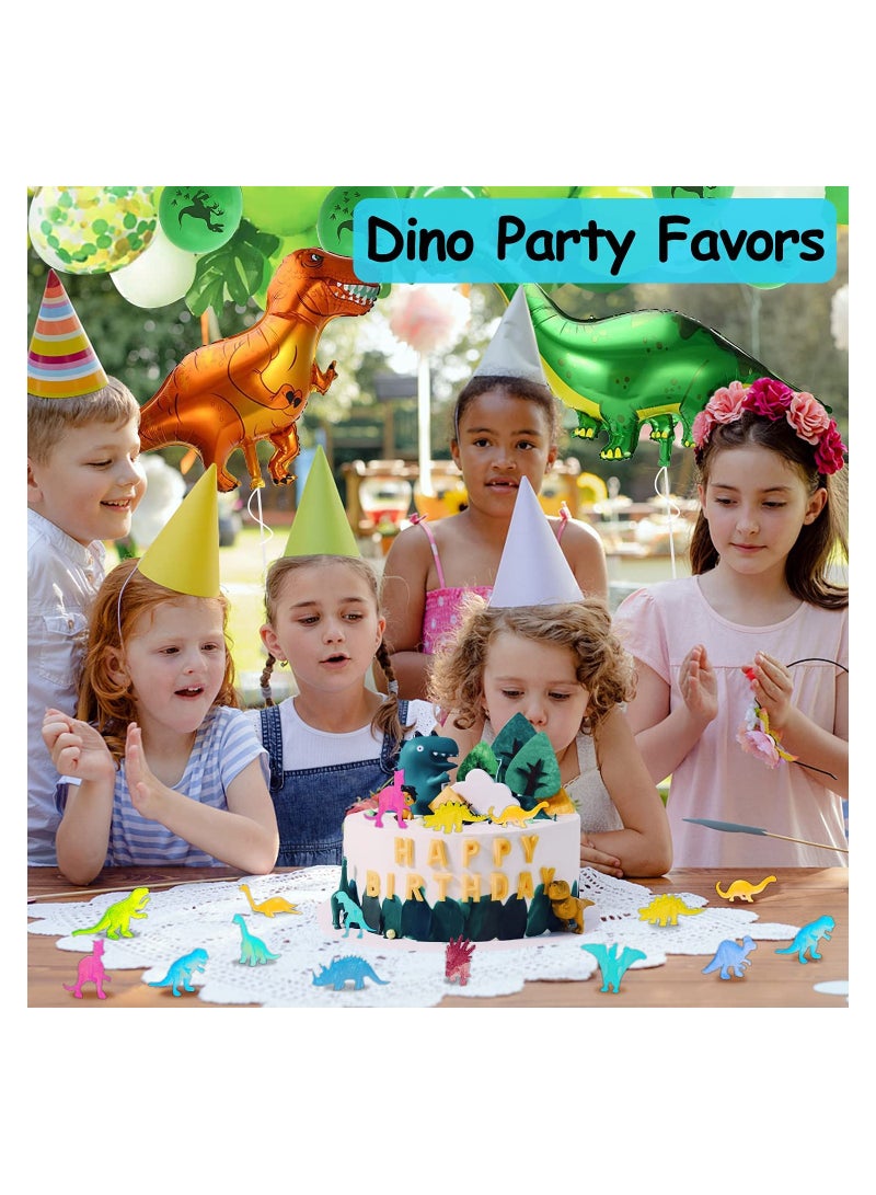 48Pcs Mini Dinosaurs Toys Glow in Dark Figure Dinosaur Party Favors Birthday Cup Cake Topper Classroom Prize Treasure Box Toy Basket Stuffers Eggs Fillers for Kids