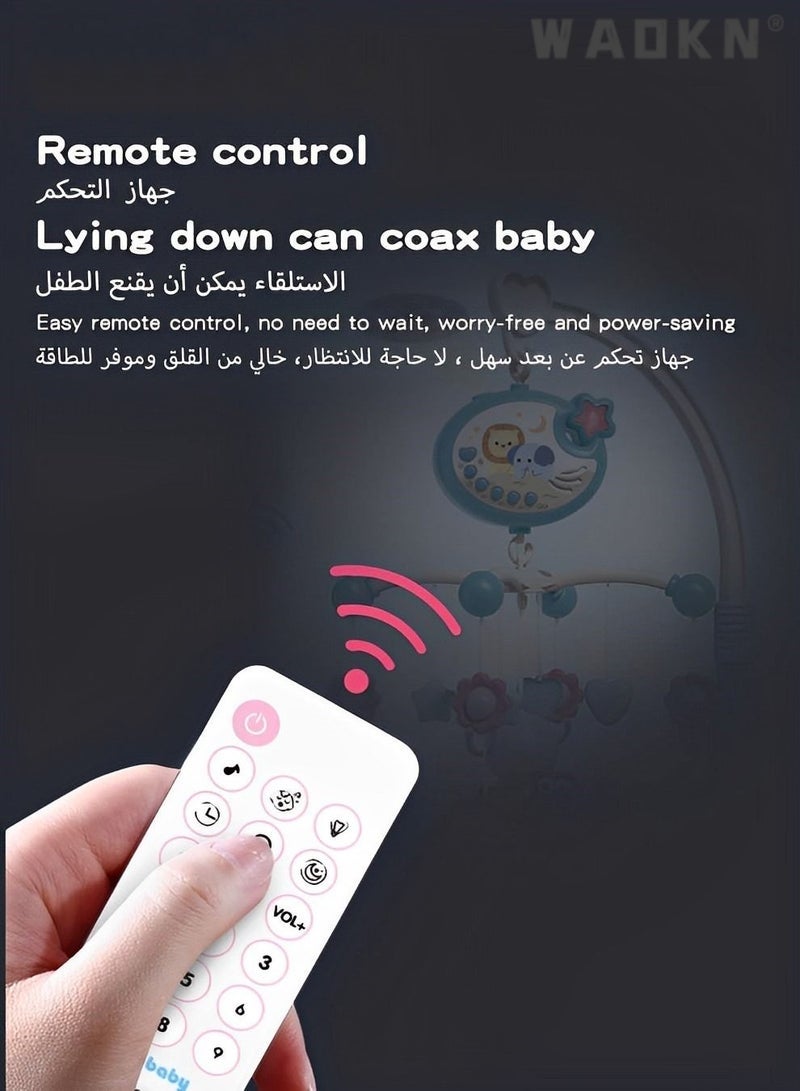 Baby Crib Mobile Toy, Remote Control Rotating Rattles With Projection And Music,360 Degrees Rotating,Baby Toys for Coaxing