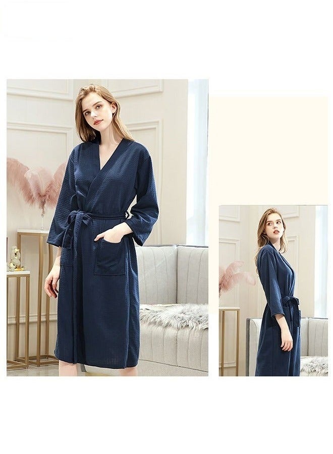Women's Bathrobe Light Super Absorbent Skin-friendly Home Clothes Nightgown Suitable For All Seasons Navy Blue