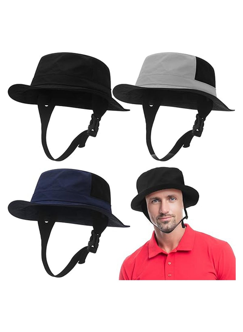 3 Pcs Surf Hat Surf Bucket Hat with Straps Surf Cap Surfing Accessories Sun Protection Surfing Cap for Men Women Water Sports Kayaking Fishing Boating