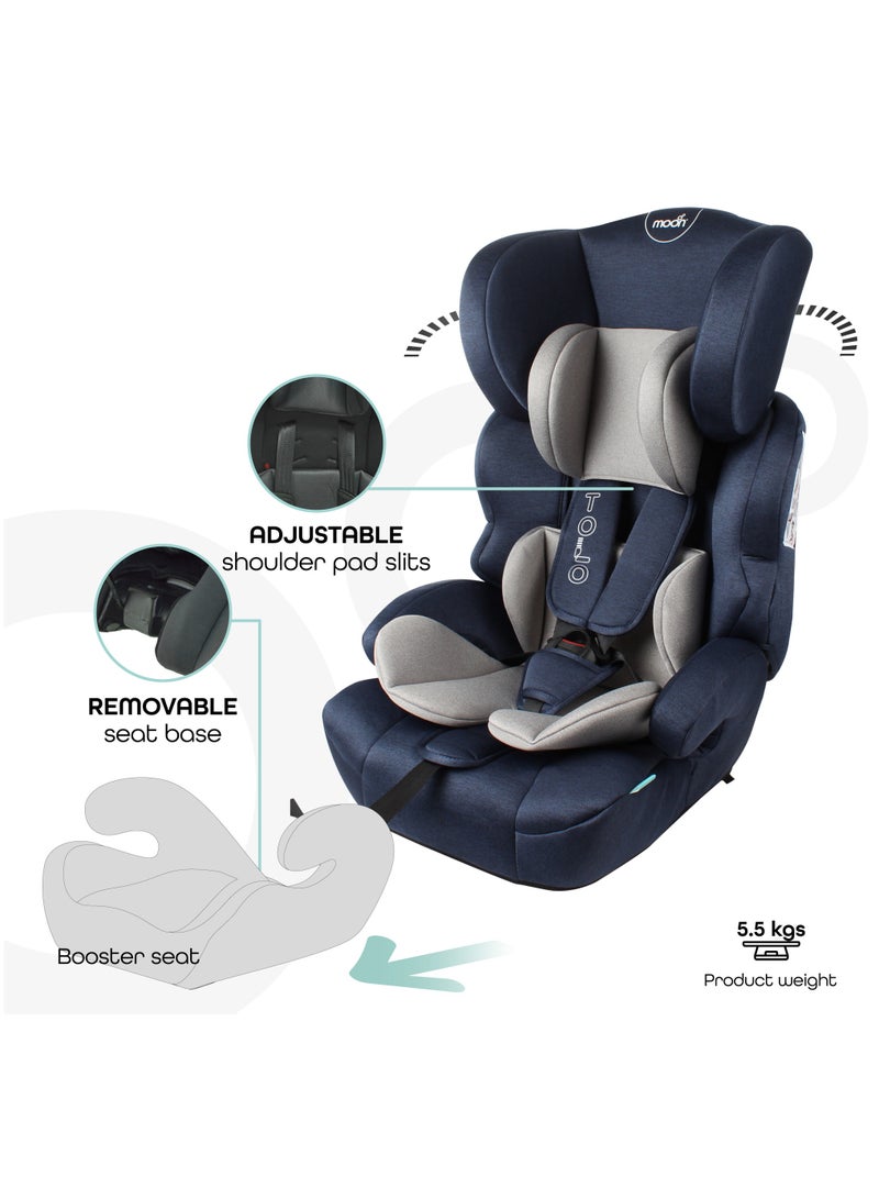 Lofty Baby Car Seat – Group 1/2/3 Forward-Facing Booster Seat (9–36kg), Adjustable Headrest And Harness System for Toddlers And Kids – Navy Blue