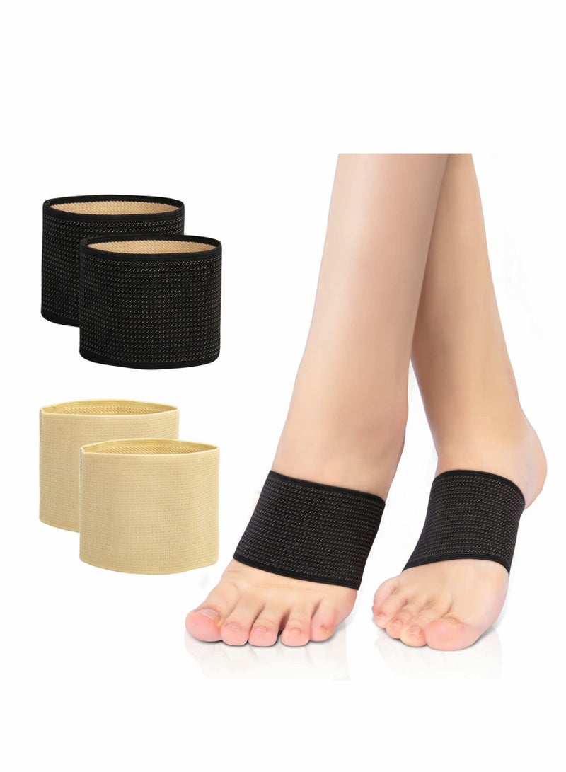Arch support Sleeves, Plantar Fasciitis Brace Compression Bands (2 Pairs) For Fallen Arches, Flat Feet, Bone Spurs, High Arches, Flat Arches, Foot Pain Relief for Men & Women - Universal Size