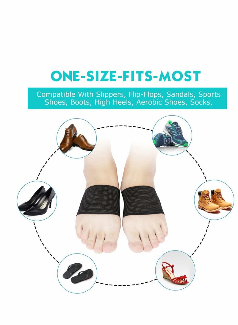 Arch support Sleeves, Plantar Fasciitis Brace Compression Bands (2 Pairs) For Fallen Arches, Flat Feet, Bone Spurs, High Arches, Flat Arches, Foot Pain Relief for Men & Women - Universal Size