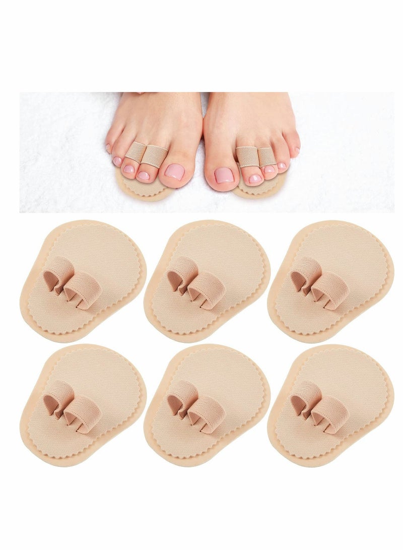Toe Straightener, 6 Pieces Double, Hammer Splint Corrector Separators for Crooked Relieving Foot Pain, Claw and Overlapping Toes, Pressure, Discomfort (Beige)