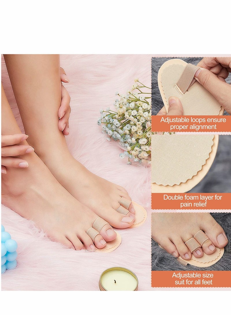 Toe Straightener, 6 Pieces Double, Hammer Splint Corrector Separators for Crooked Relieving Foot Pain, Claw and Overlapping Toes, Pressure, Discomfort (Beige)