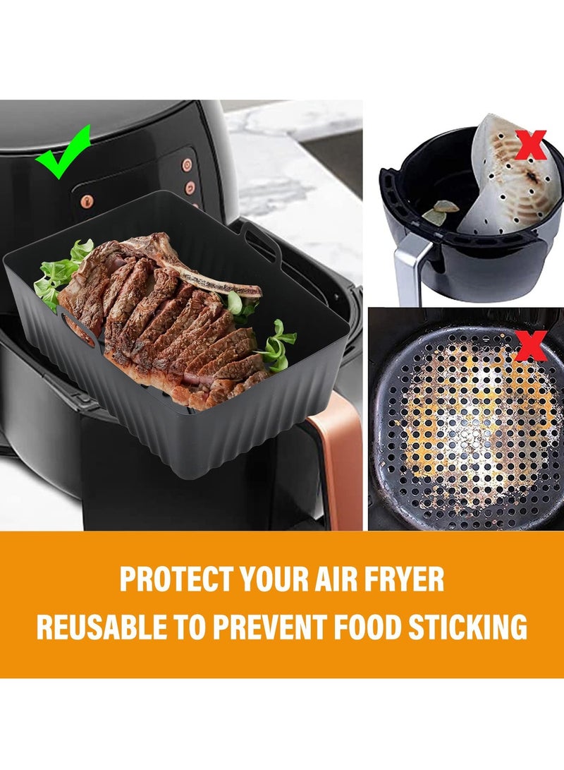 2-Pack Large Silicone Air Fryer Liners, Reusable Accessories Compatible with Ninja AF400UK/TOWER/Salter/Instant Vortex, Non-Stick Air Fryer Mats for Double Basket