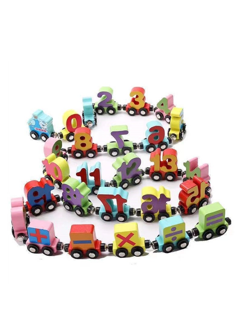 Wooden magnetic number train three-year-old boy and girl wooden alphabet assembly dragging building blocks toy car