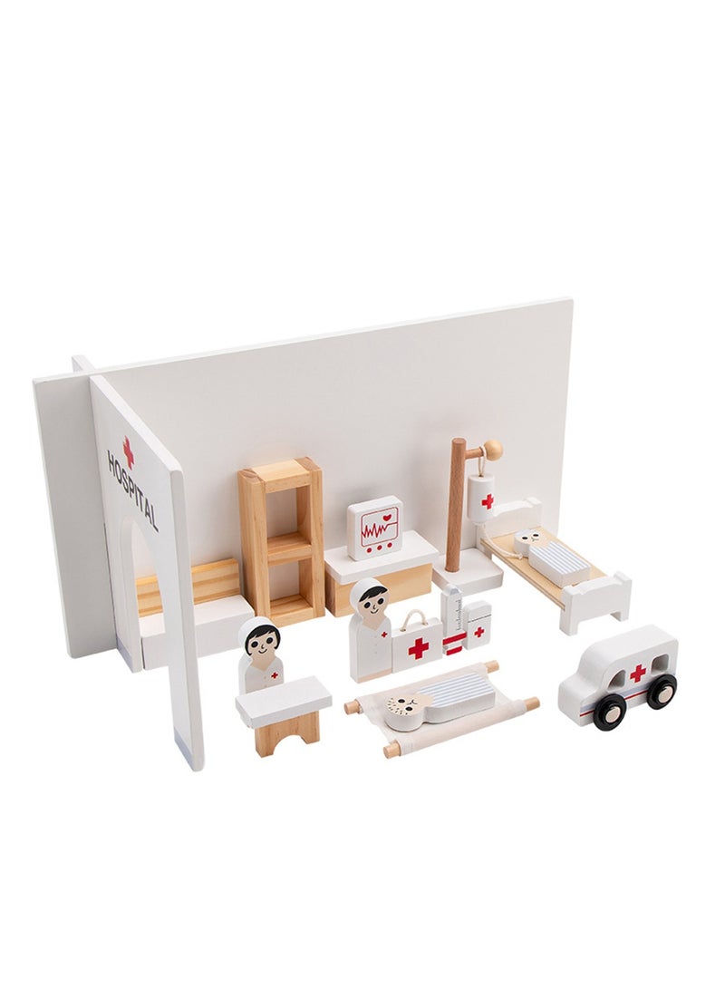 Children's 3D doctor toy set plays house and simulates hospital ambulance scene