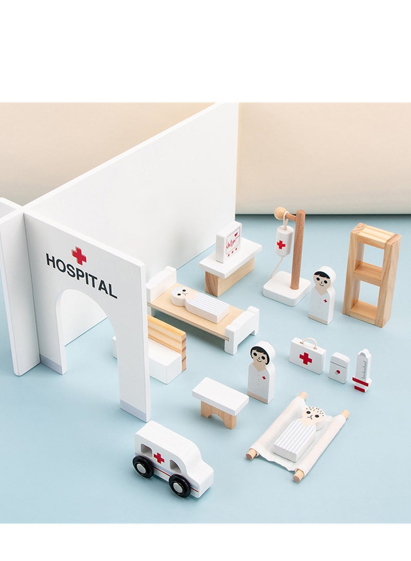 Children's 3D doctor toy set plays house and simulates hospital ambulance scene