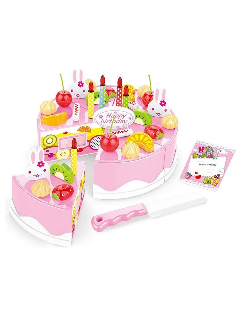 SYOSI A Set of 38pcs Birthday Cake Cutting Toys Learning Kitchen Toys for Girls and Boys with Candles Plates Forks Party Playset Pretend Food Sets for Kids