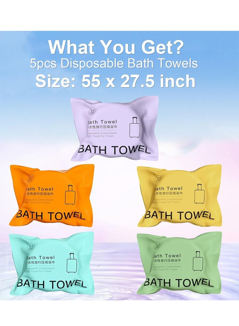 Large Compressed Towel, 55 x 27'' Disposable Cotton Bath Towels, Portable Light and Reusable, Suitable for Hiking, Camping, Beach, Swimming and Traveling
