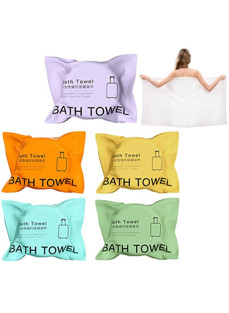 Large Compressed Towel, 55 x 27'' Disposable Cotton Bath Towels, Portable Light and Reusable, Suitable for Hiking, Camping, Beach, Swimming and Traveling