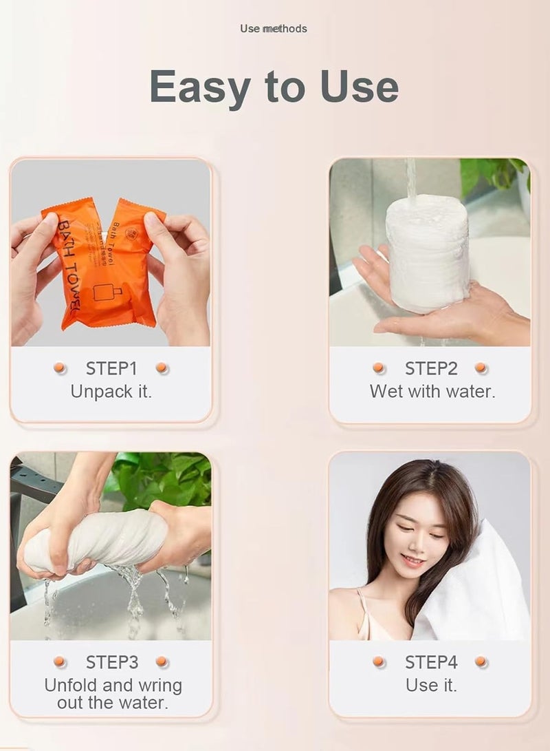 Large Compressed Towel, 55 x 27'' Disposable Cotton Bath Towels, Portable Light and Reusable, Suitable for Hiking, Camping, Beach, Swimming and Traveling