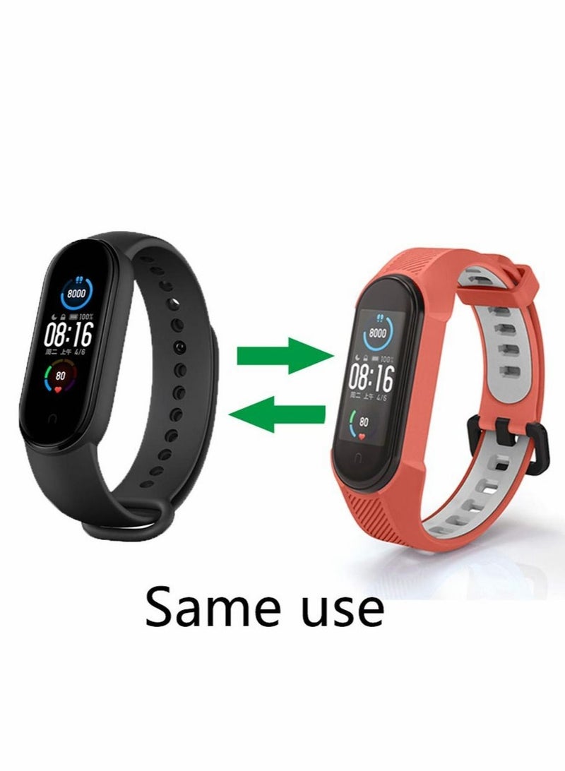 Sport Replacement Strap for Xiaomi Mi Band 5/Mi 6/ 5 Fitness Tracker Smart Bracelet Wristband Rubber, Soft Silicone Wristbands, Adjustable Wrist Men Women