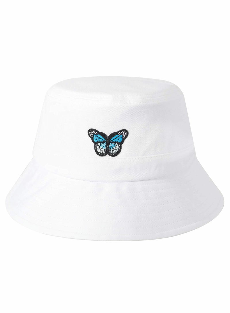 Butterfly Bucket Hat, Unisex Fashion Embroidered Bucket Hat, Reversible Packable Sun Hat, Summer Fisherman Cap for Women, Men