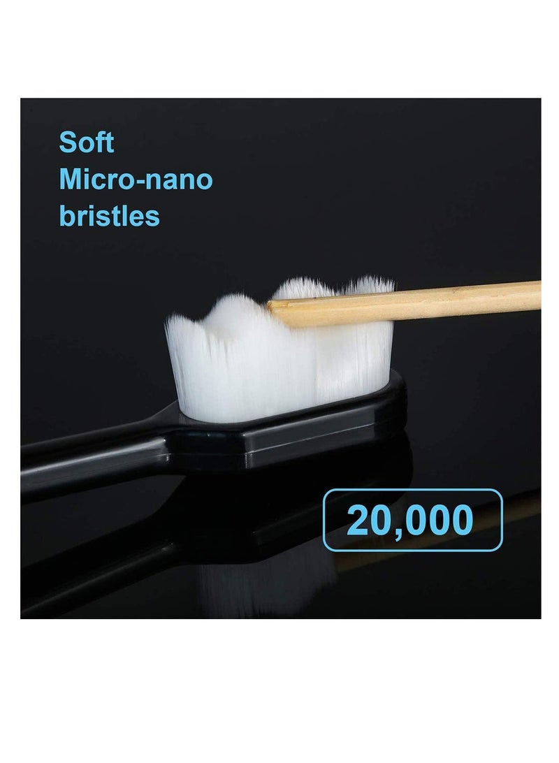 Soft Toothbrush Micro Nano Extra Soft Bristles Manual Soft Toothbrush with 20000 Bristles for Teeth Oral Gum Recession Adults Kids Child 8 Pieces Black White