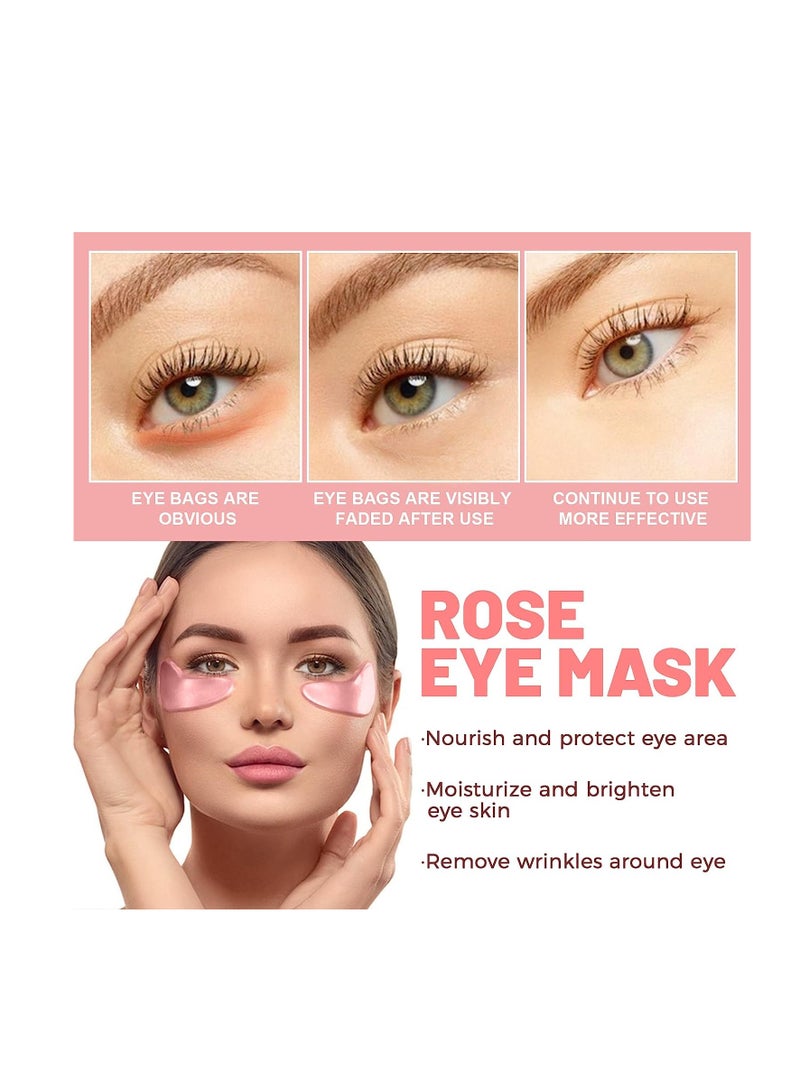 Rose Eye Mask, Under Collagen Under Eye Patches, for Puffy Eyes and Bags, Dark Circles and Wrinkles, Hydrating Anti-aging, Revitalize and Moisturize, for All Skin Types
