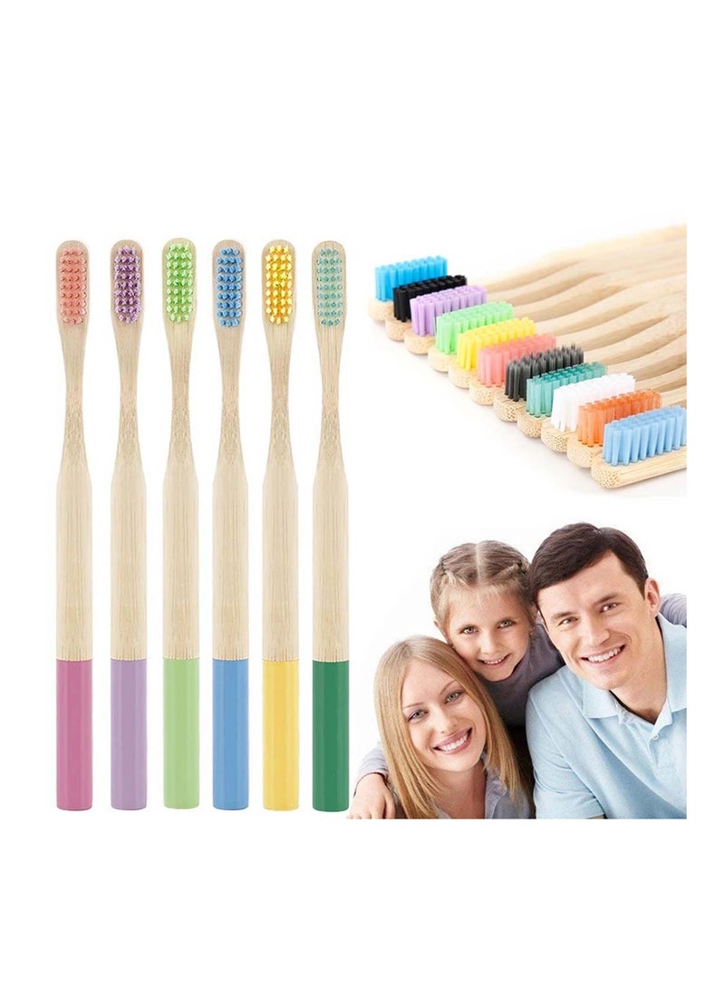 Bamboo Toothbrushes Soft Bristles Toothbrushes Eco-Friendly Natura Bamboo Toothbrush Set Biodegradable Compostable Organic Charcoal Wooden toothbrushes 6 Pcs