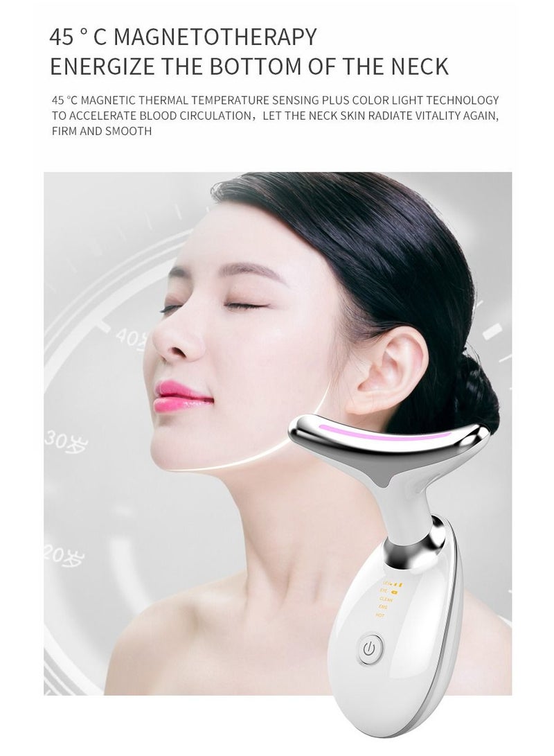 Firming Wrinkle Device for Neck Face,with 3 Color Modes, Double Chin Reducer Vibration Massager 42℃ Heat Vibration For Wrinkles Appearance and Skin Care, Tightening, Smooth