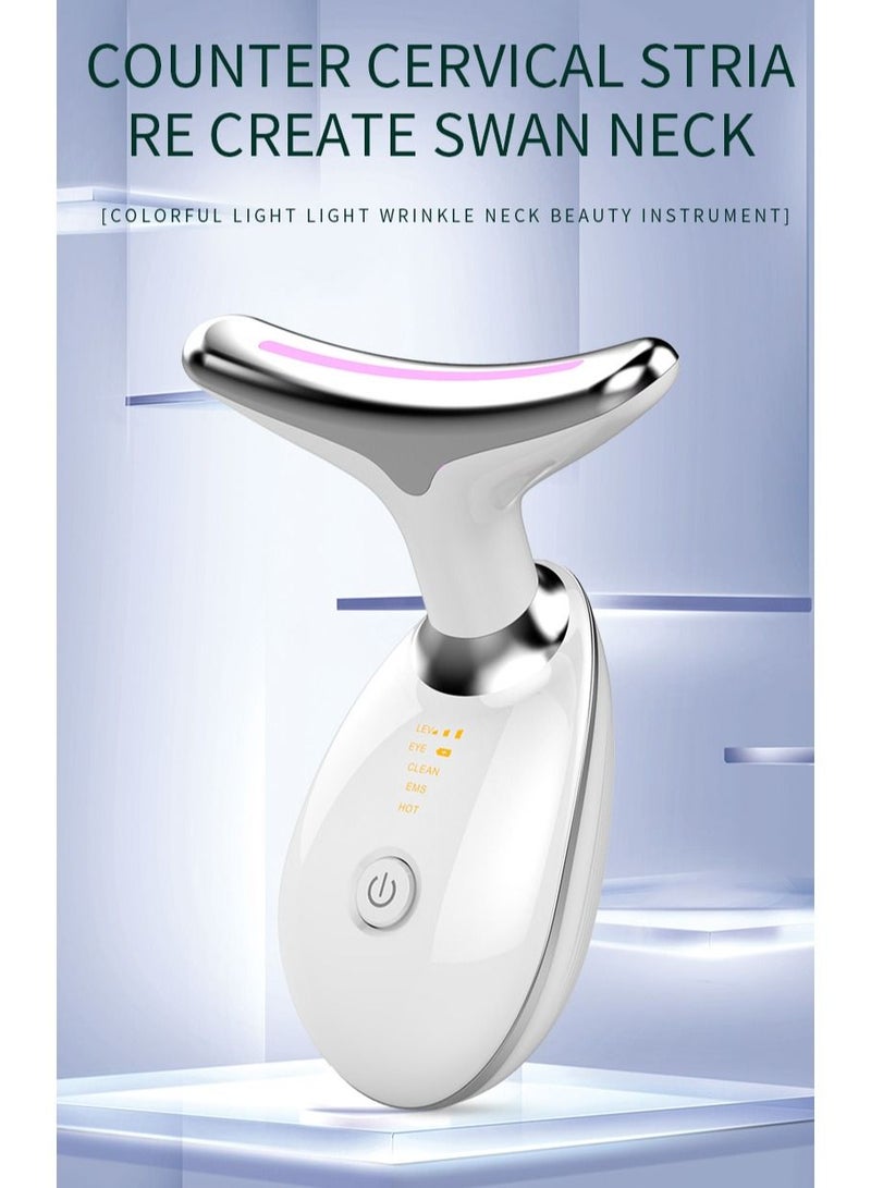 Firming Wrinkle Device for Neck Face,with 3 Color Modes, Double Chin Reducer Vibration Massager 42℃ Heat Vibration For Wrinkles Appearance and Skin Care, Tightening, Smooth