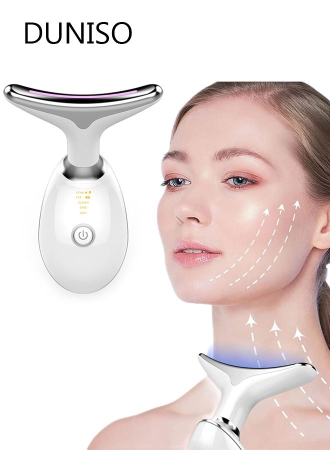 Firming Wrinkle Device for Neck Face,with 3 Color Modes, Double Chin Reducer Vibration Massager 42℃ Heat Vibration For Wrinkles Appearance and Skin Care, Tightening, Smooth