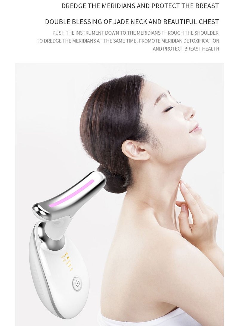 Firming Wrinkle Device for Neck Face,with 3 Color Modes, Double Chin Reducer Vibration Massager 42℃ Heat Vibration For Wrinkles Appearance and Skin Care, Tightening, Smooth