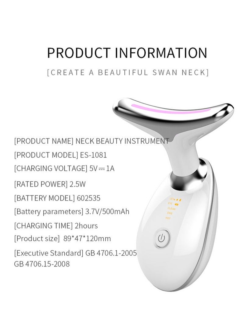 Firming Wrinkle Device for Neck Face,with 3 Color Modes, Double Chin Reducer Vibration Massager 42℃ Heat Vibration For Wrinkles Appearance and Skin Care, Tightening, Smooth