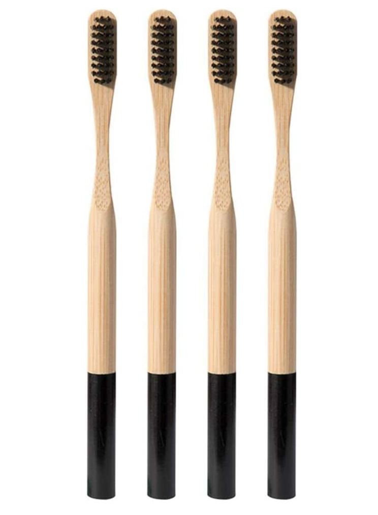 10pcs Bamboo Toothbrushes Set Natural Wood with 2pcs Toothbrush Holder Stand Soft Biodegradable Brushes for Home