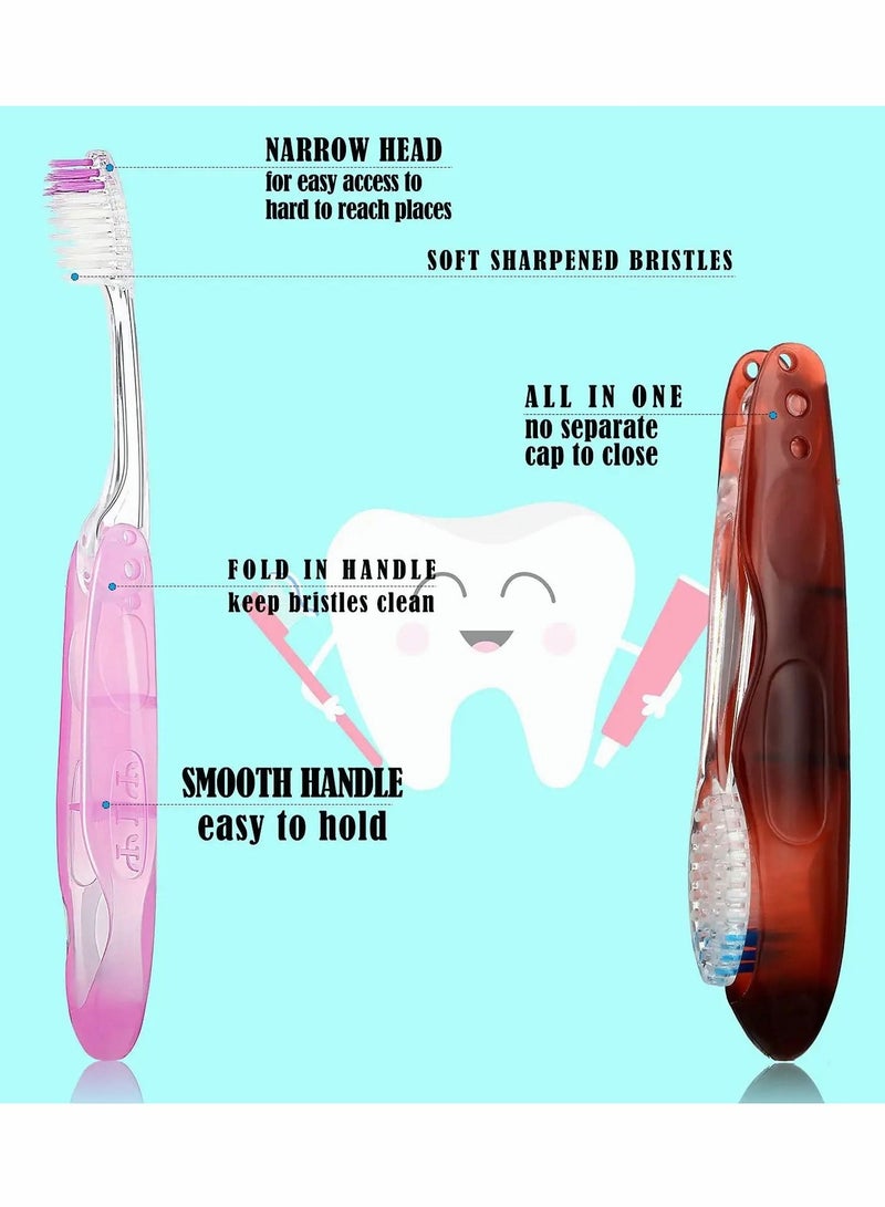 Travel Toothbrushes Folding Toothbrush Foldable Fold Potable Size Soft for Camping School, Home, Business Trip (12 Pieces)