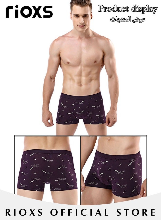 Men's 4 Pack Cotton Boxer Brief Sets Breathable Underwear Soft Stretch Boxer Shorts