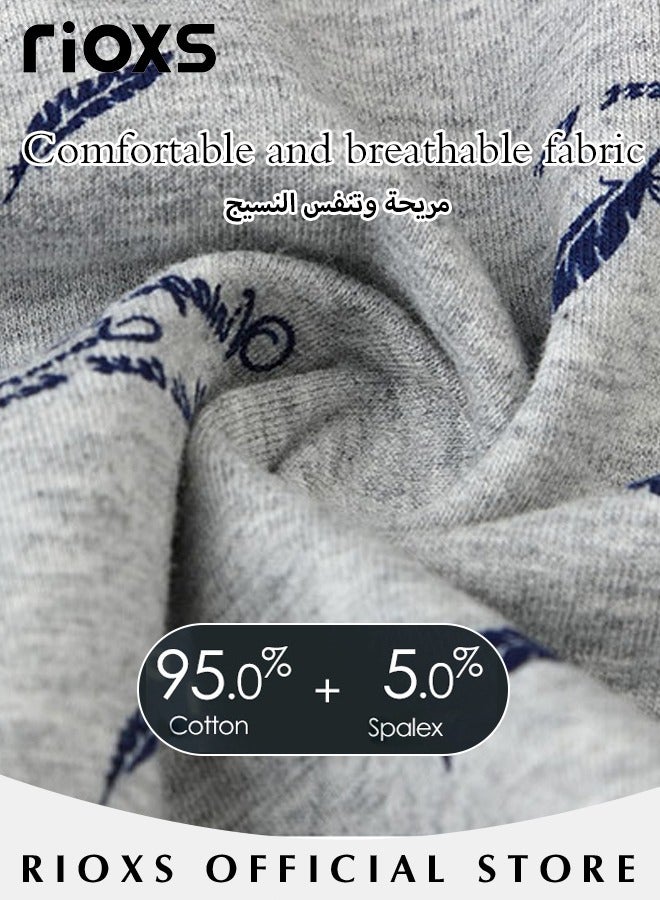 Men's 4 Pack Cotton Boxer Brief Sets Breathable Underwear Soft Stretch Boxer Shorts