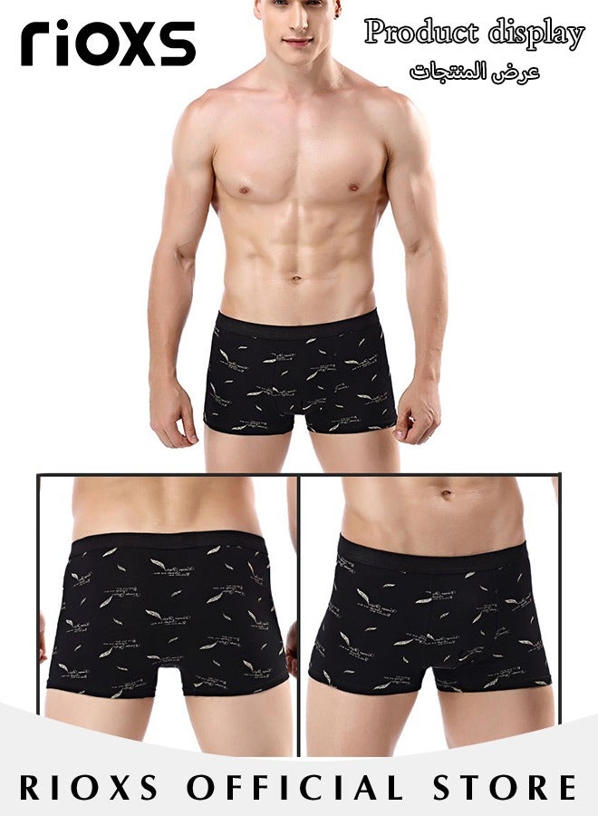 Men's 4 Pack Cotton Boxer Brief Sets Breathable Underwear Soft Stretch Boxer Shorts