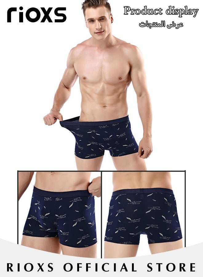 Men's 4 Pack Cotton Boxer Brief Sets Breathable Underwear Soft Stretch Boxer Shorts