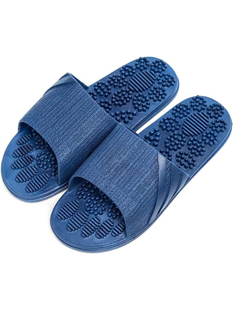 Shiatsu Massage Slippers 1 Pair Foot Anti-Slip Bath Home Sandals Men and Women Shower (Blue, 42-43)