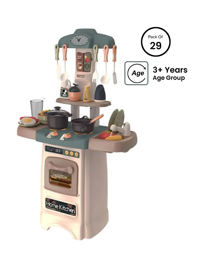 29-Piece Fashion Pretend Beautiful Kitchen Play Set Toy With Light And Sound 45x21.5x62cm