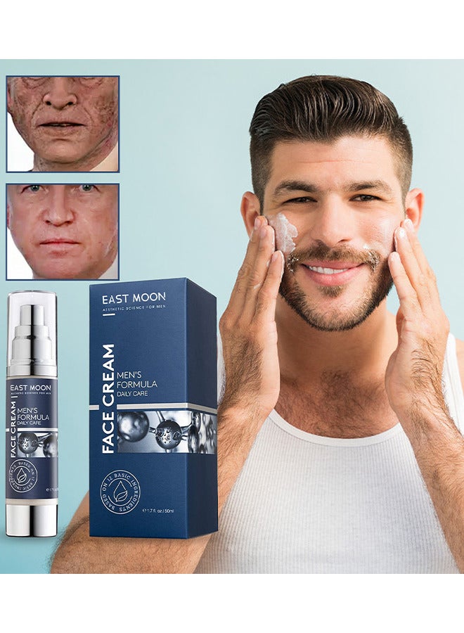 Men's Face Cream, 6 In 1 Mens Face Moisturizer For Under Eye Bags, Moisturizing Face Cream For Men, Nourishing Skin And Wrinkles Face Cream For Dark Spots, Fine Lines, Crows Feet Eye 50ML