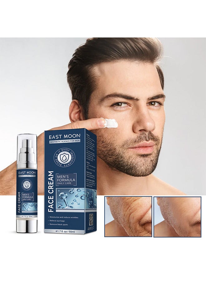 Men's Face Cream, 6 In 1 Mens Face Moisturizer For Under Eye Bags, Moisturizing Face Cream For Men, Nourishing Skin And Wrinkles Face Cream For Dark Spots, Fine Lines, Crows Feet Eye 50ML