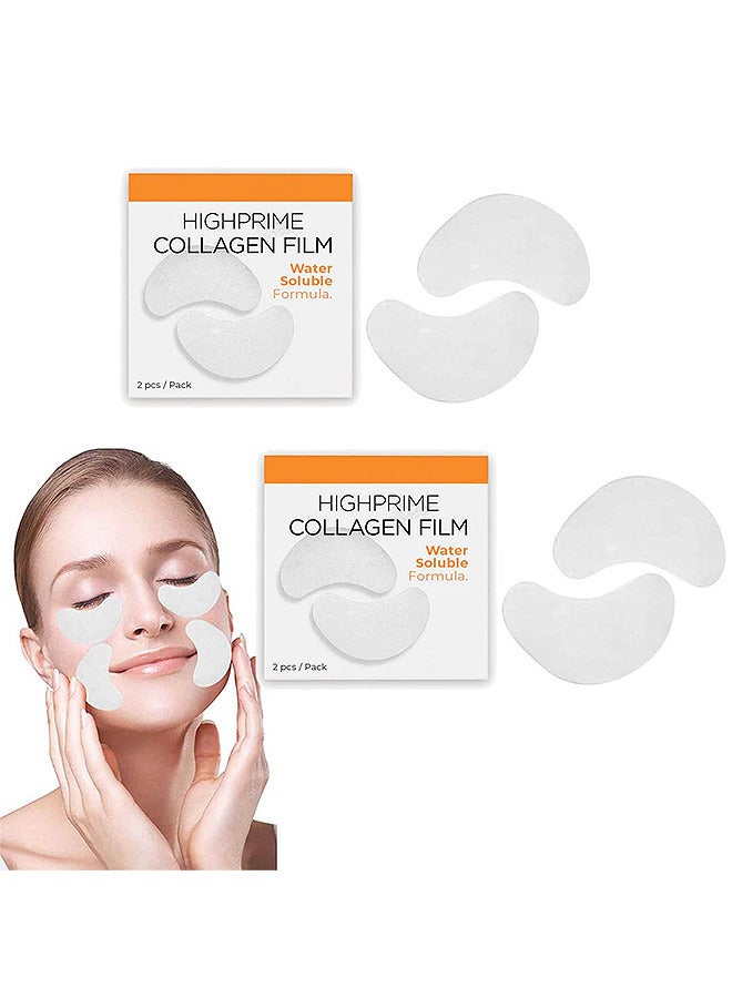 4 PCS Highprime Collagen Film Eye Mask, Water Soluble Formula, Fade Dark Circles And Eye Lines, Lift And Tighten Mask