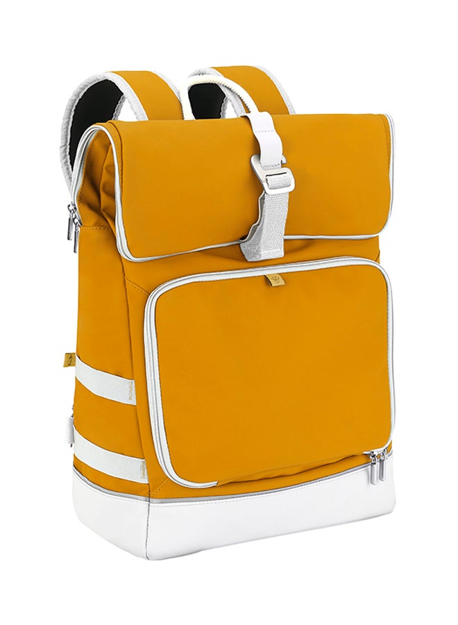 Sancy Diaper Bag Backpack, Unisex Back Pack With Heavy Duty Roll-Top Closure, Large Insulated Compartment With Changing Pad And Accessories - Saffron Yellow