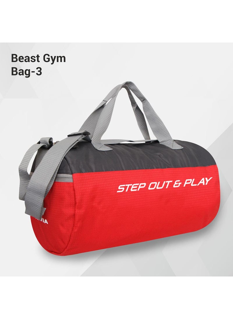 Beast-3 Gym Bag | Polyester | 20 Liters | Standard | Shoulder Bag | Fitness Bag | Sports & Travel Bag | Kit Bag | Separate Shoes Compartment | Unisex Gym Bags