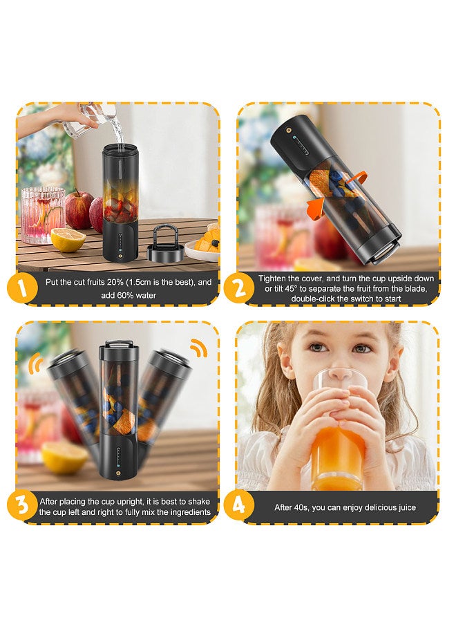 Portable Blender for Shakes and Smoothies 15W High-Power Personal Size Blender with Magnetic Charging XIP8 Waterproof 20000rpm 6 Sharp Blades Multifunctional Household Electric Juicer Cup