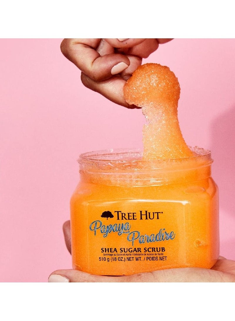 Tree Hut Papaya Paradise Shea Sugar Scrub Made With Shea Butter, Papaya Extract And Pineapple Enzymes, 18 oz